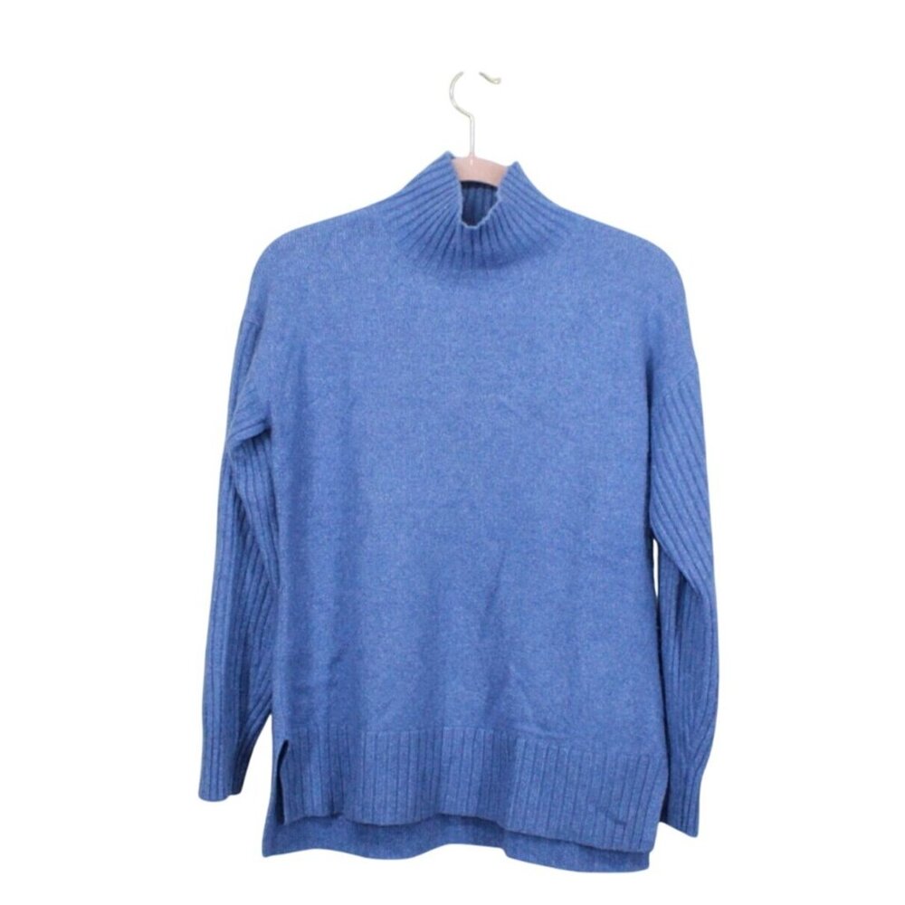 LL Bean The Essential Sweater Turtleneck Indigo Heather Size M